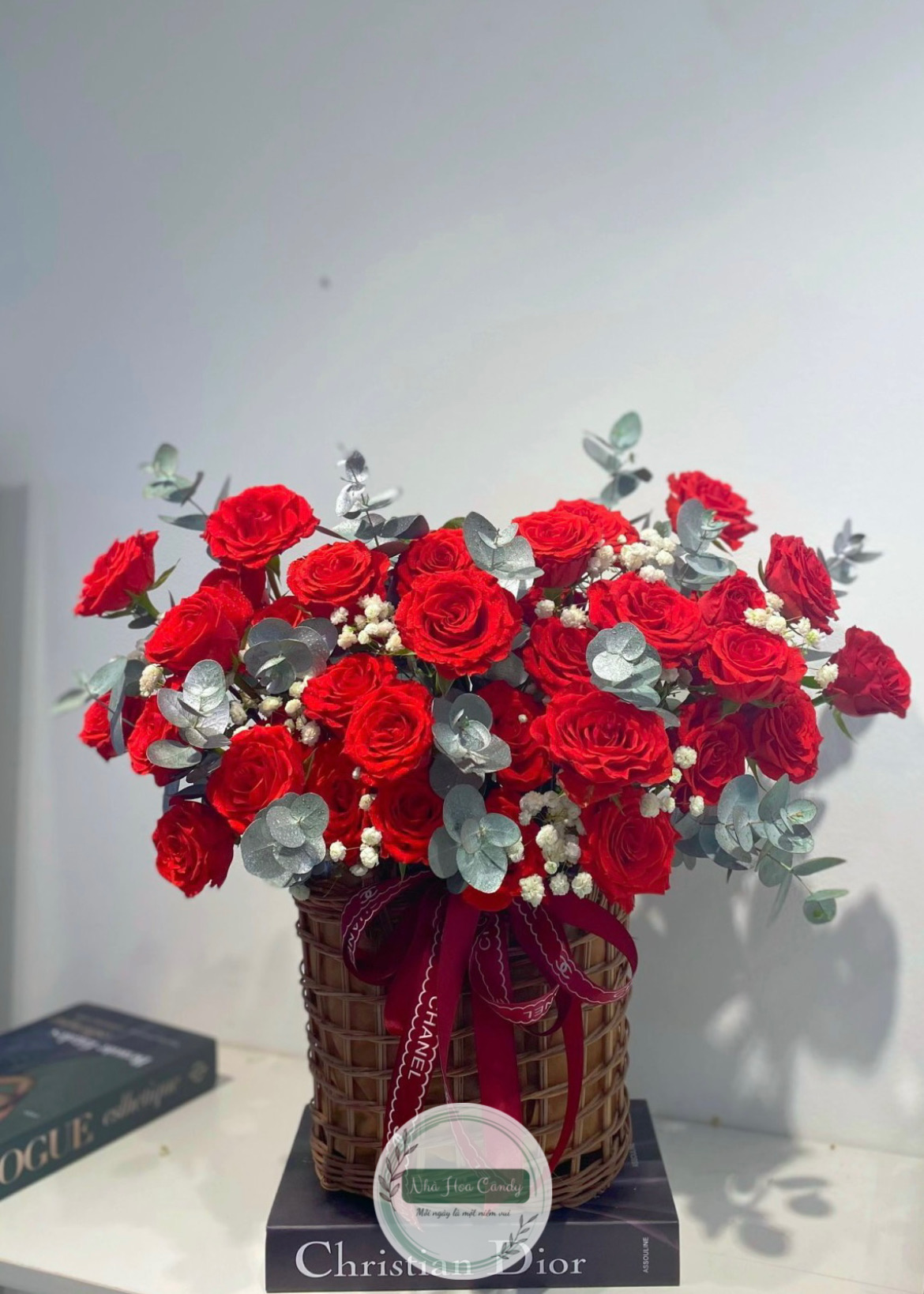 Happy day - giỏ hoa hồng đỏ